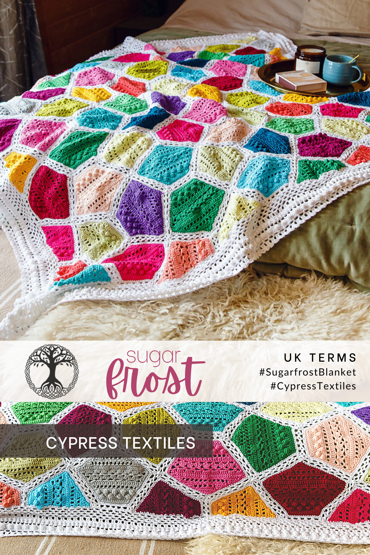 Free Crochet Pattern: Hearts in Bloom Blanket (US Terms), cypress